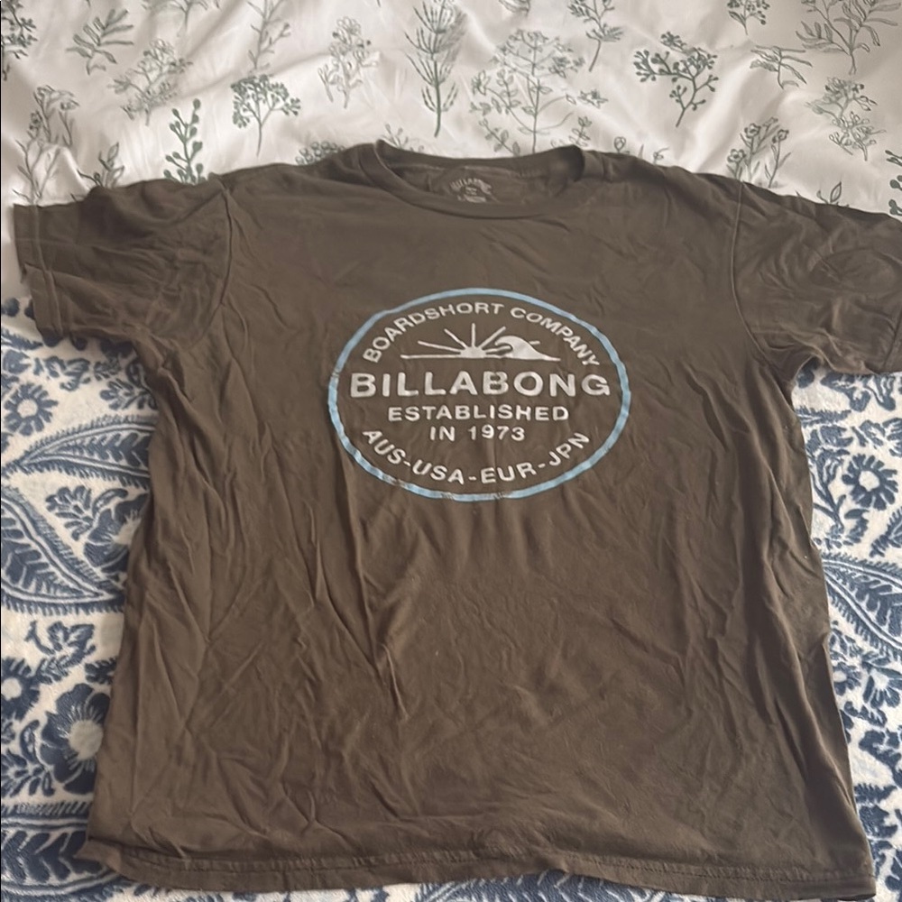Billabong Brown T-Shirt with Blue and White Logo